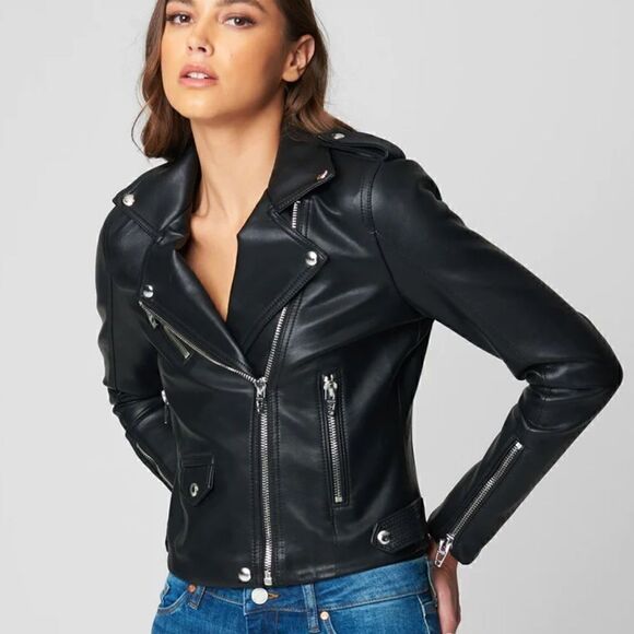 Black BLANKNYC Leather Jacket - Black w Silver Zippers Size XS Ripping on Coller - Picture 1 of 9